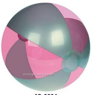 16" Inflatable Translucent Pink & Silver Beach Ball