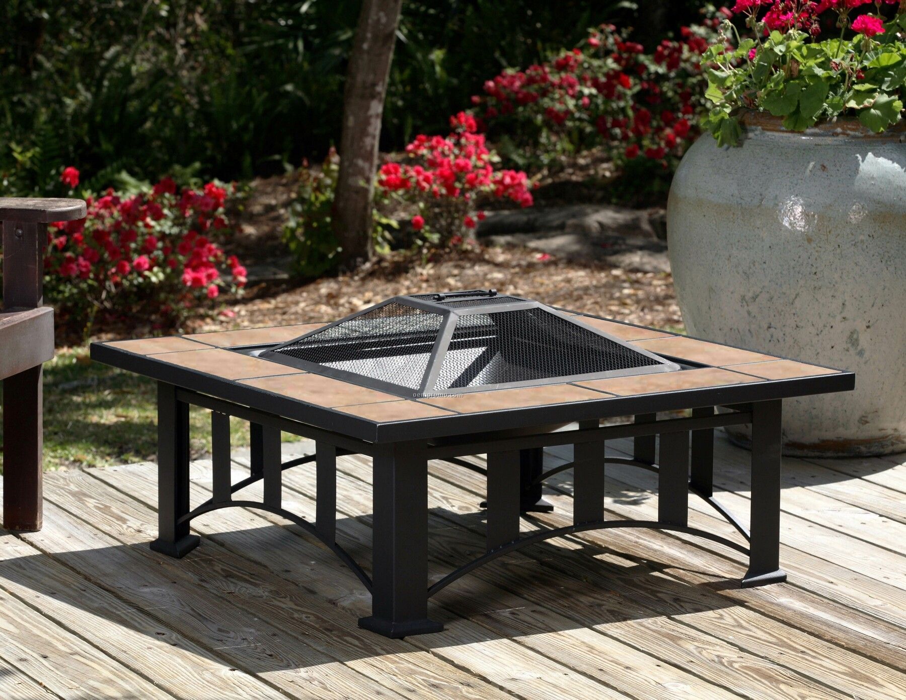 Fire Sense 24" Tuscan Tile Mission Style Square Fire Pit