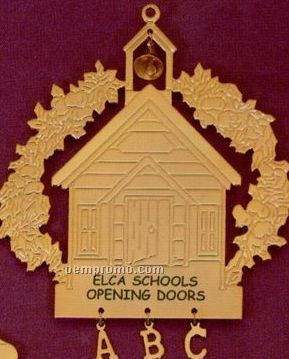 Gold Schoolhouse With A B C Charm Ornament