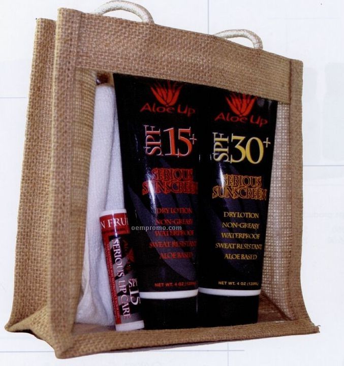 Jute Collection Medium Clear Front Bag W/ Sun Essential Products