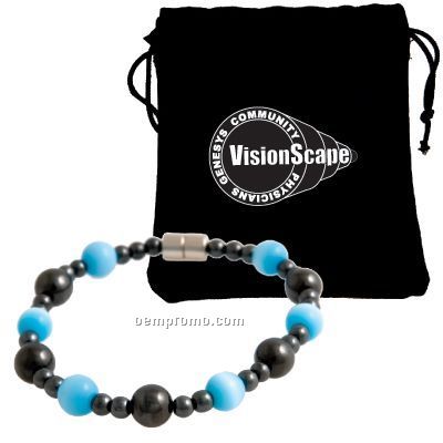 Premium Magnetic Hematite Stretch Bracelet With Blue 