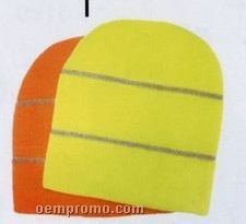 Acrylic Knit Beanie W/ Reflective Thread Stripe