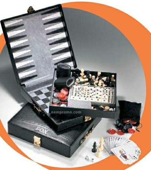 Leather 4-in-1 Game Set With Cards