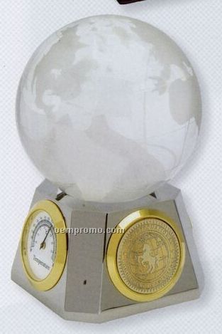 World Globe W/ Gold Medallion
