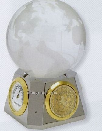 World Globe W/ Silver Medallion