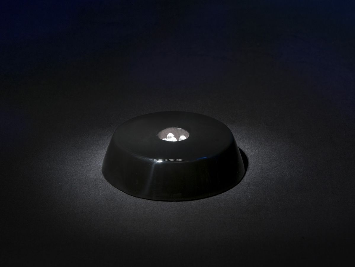 Black LED Base With 3 1/8" Smooth Circular Top Surface.