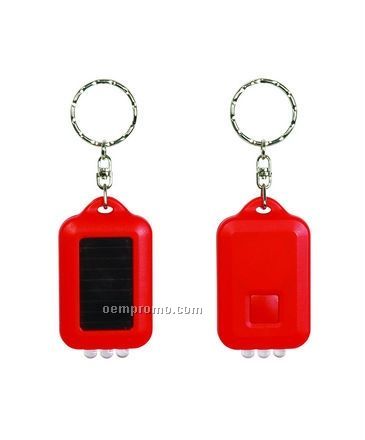Red Lcd Mini Solar Flashlight Keychain