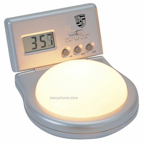 Brushed Silver Bedside Alarm Clock With Night Light