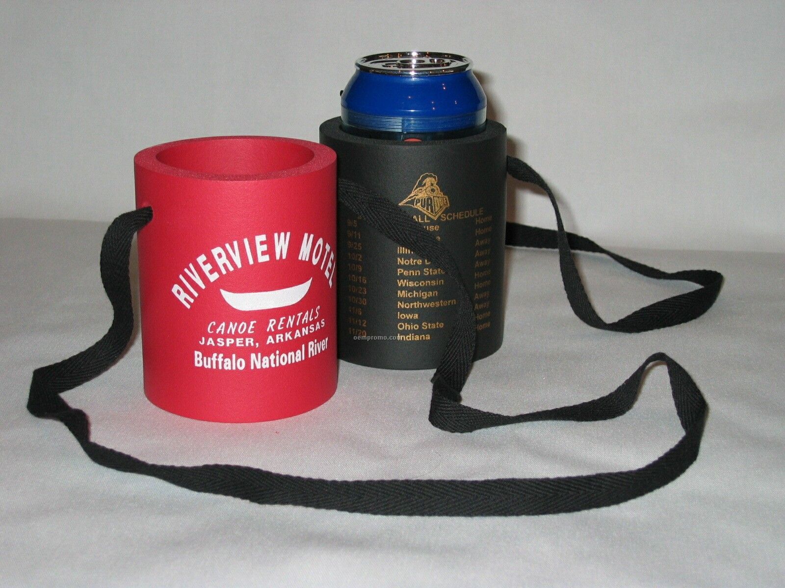 Hanging Foam Rubber Beverage Can Holder With Lanyard