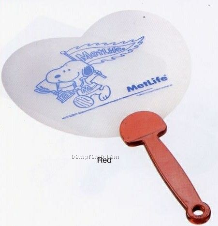 Heart Shape Plastic Fan W/ Translucent Handle