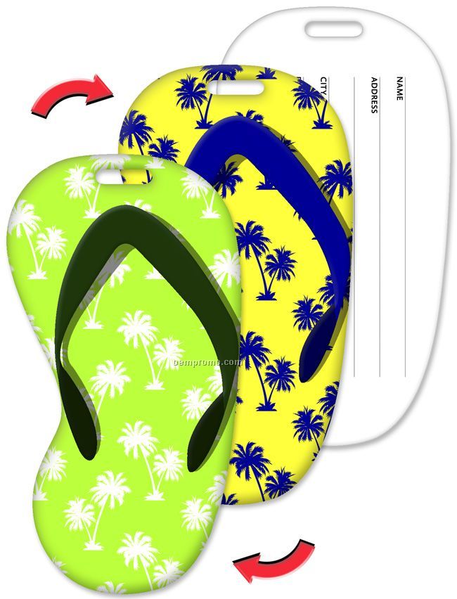 Luggage Tag, Flip-flop Shape, Palm Trees Stock Design, Blank