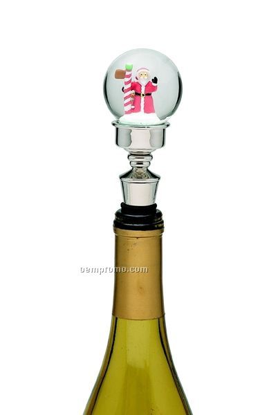Santa Snow Globe Bottle Stopper