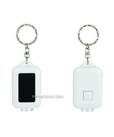 White Lcd Mini Solar Flashlight Keychain