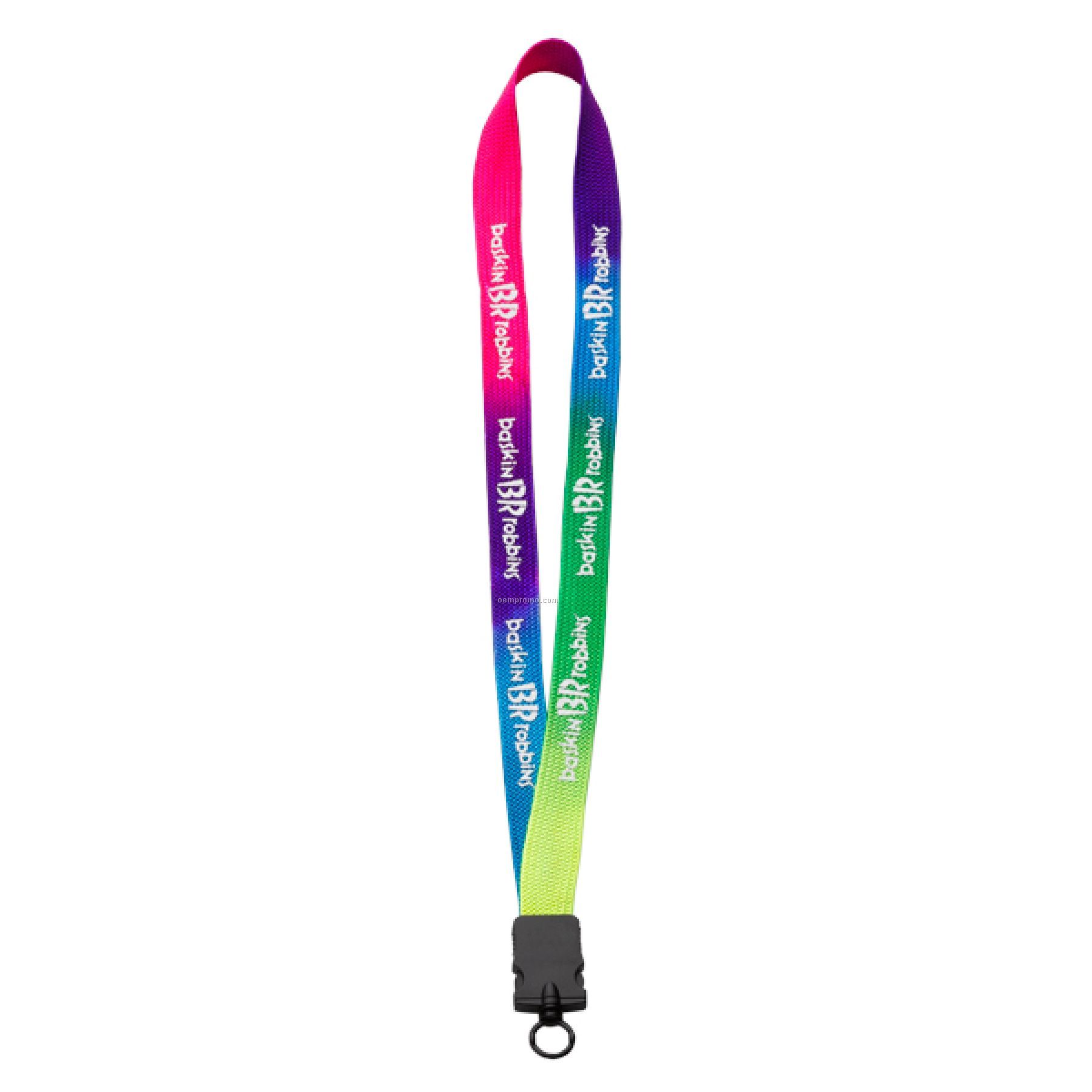 3/4" Tie Dye Lanyard With Plastic Snap Buckle Release & O-ring
