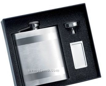 8 Oz. Stainless Steel Flask W/ Money Clip & Flask