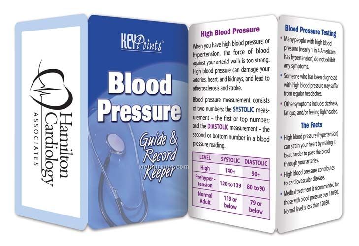 Blood Pressure Guide & Record Keeper Key Point Brochure (Folds To Card Sz.)