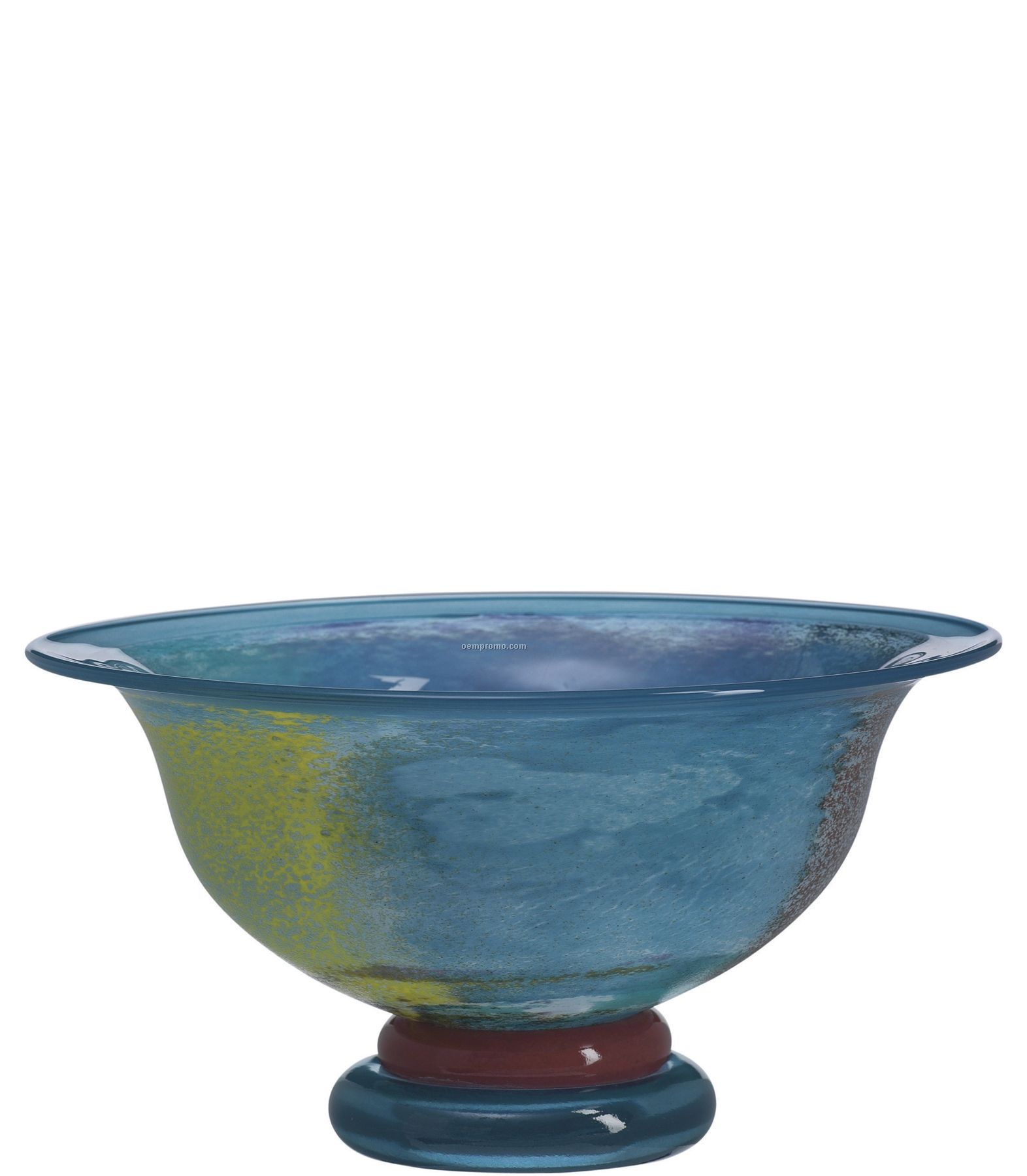 Cancan Glass Pedestal Bowl W/ Dual Ring Base By Kjell Engman