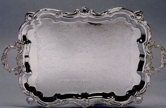 Footed Baroque Tray W/ Handle