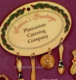 Gold Place Mat With Utensils Charm Ornament