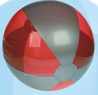 16" Inflatable Translucent Red & Silver Beach Ball