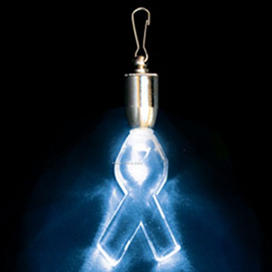 Blue Awareness Ribbon Light Up Pendant With Clip