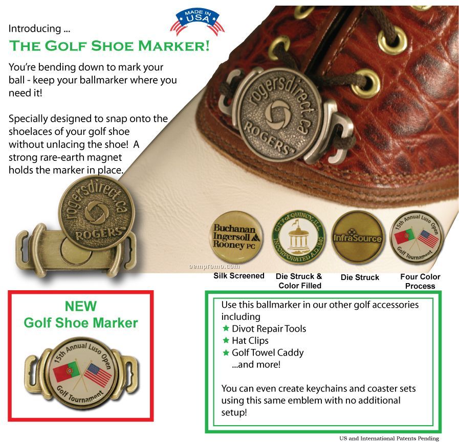 Golf Shoe Marker (1") With Full Color Ballmarker