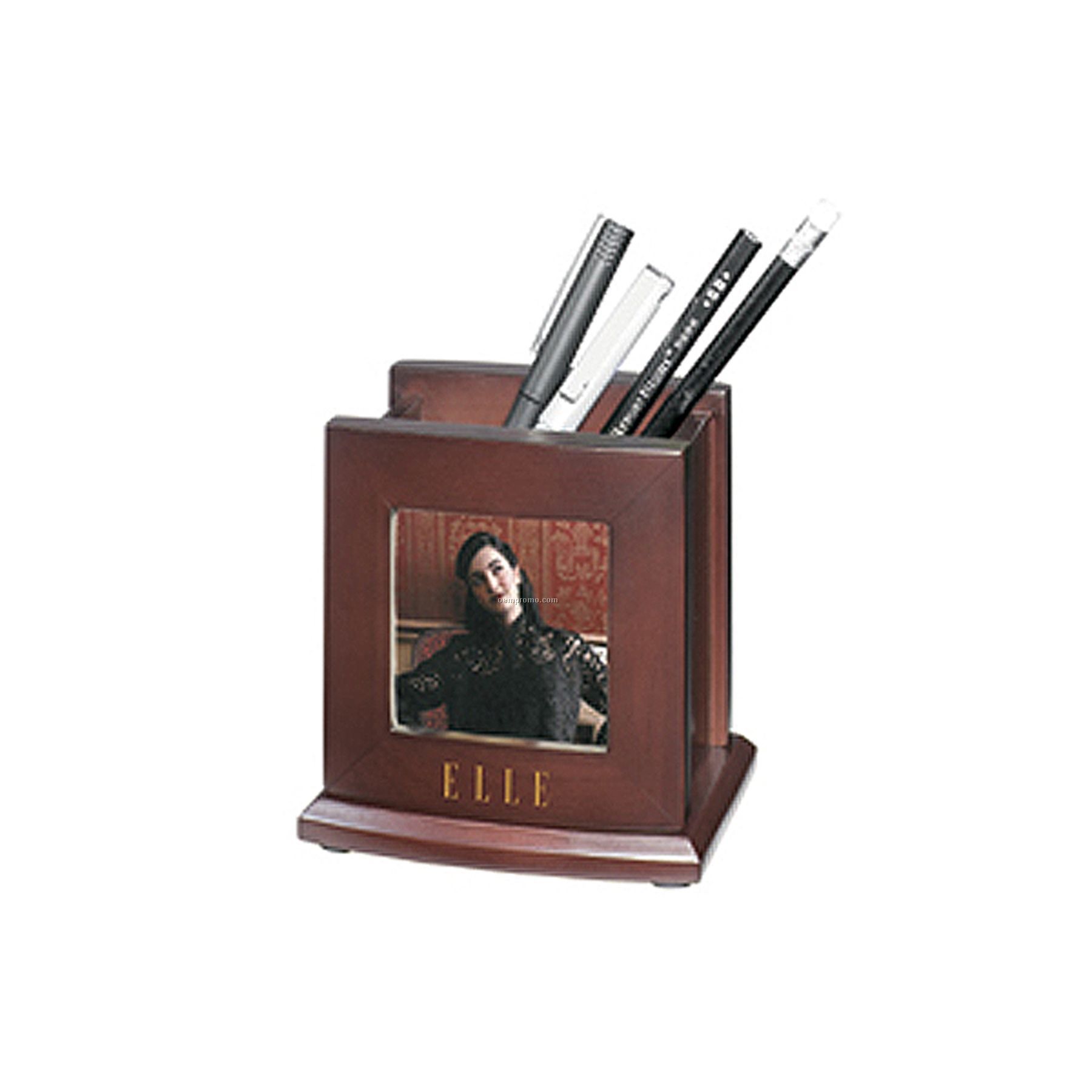 Wood Pen Holder With Photo Frame