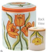 Golden Tulips Regular Ceramic Cookie Keeper Jar (Custom Lid)