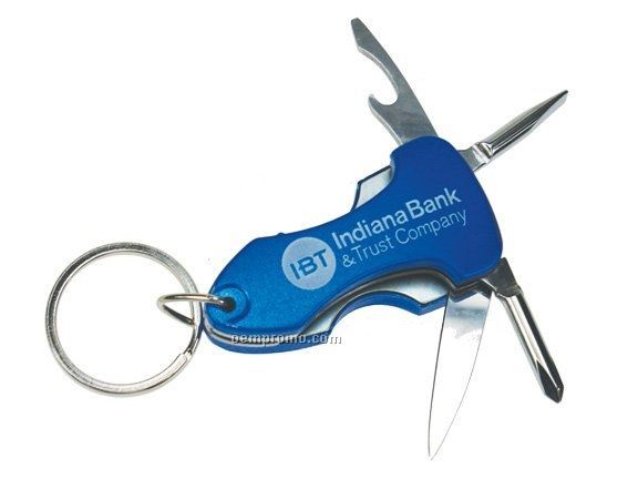 Multi Function Tool Keychain W/ Flashlight - Blue