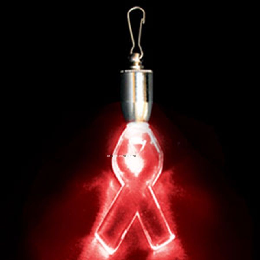 Red Light Up Ribbon Pendant With Clip