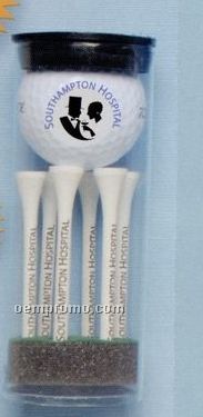 Best Buy Golf Ball Tube W/ 1 Golf Ball & Six 2-3/4" Tees