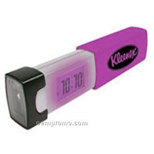 Light Up Alarm Clock - Pocket Flashlight - Pink - White LED
