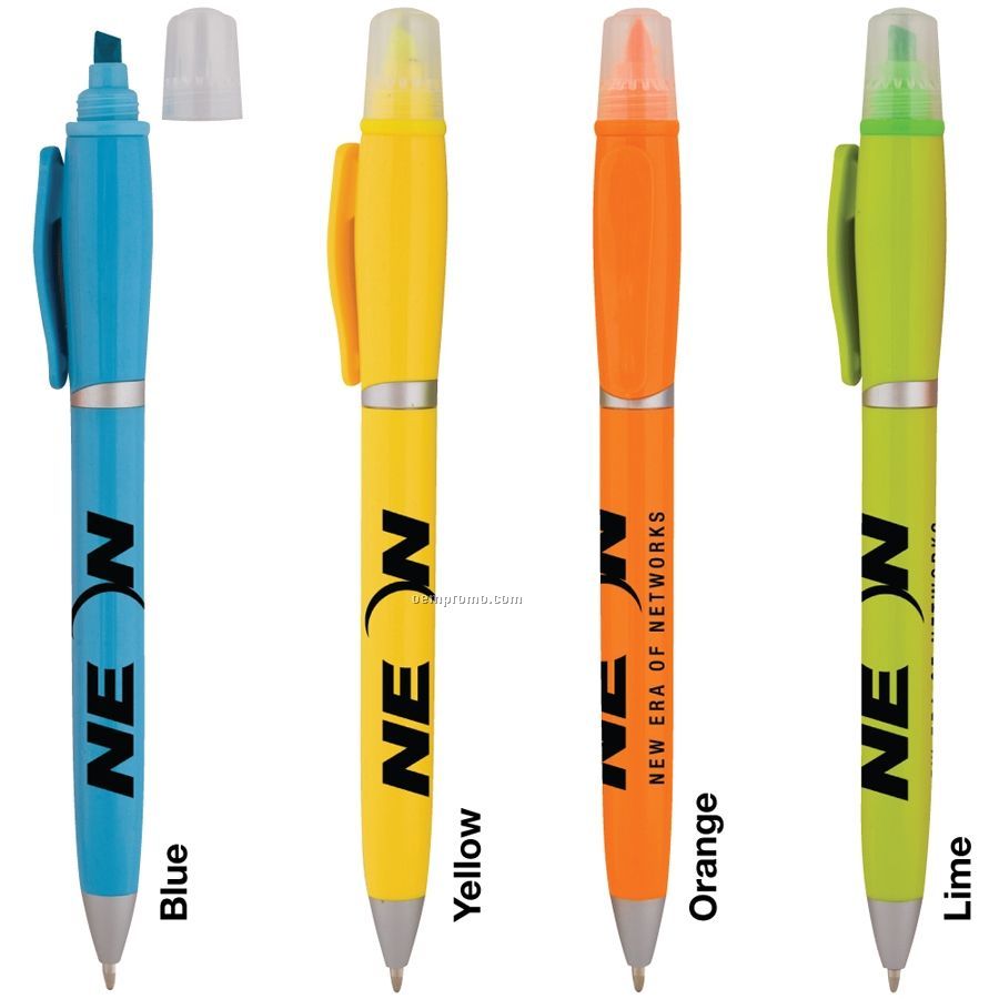 2-in-1 Highlighter Pen W/ Twist Action Mechanism