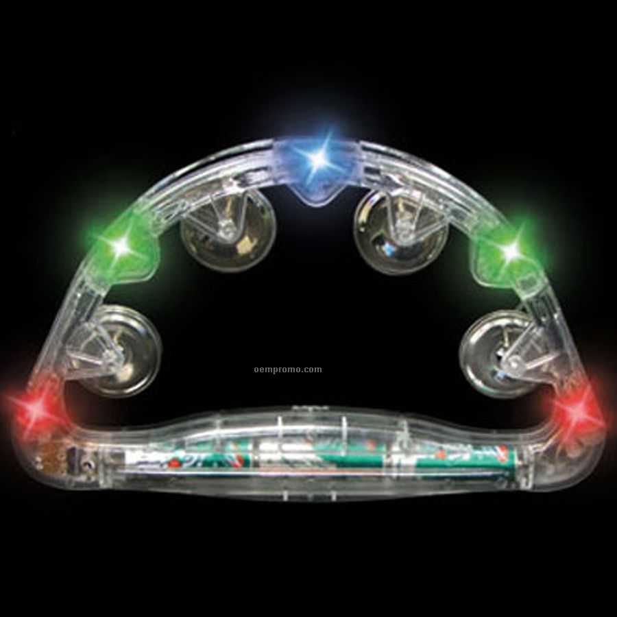 Clear Light Up Open Tambourine W/ Multi Color LED