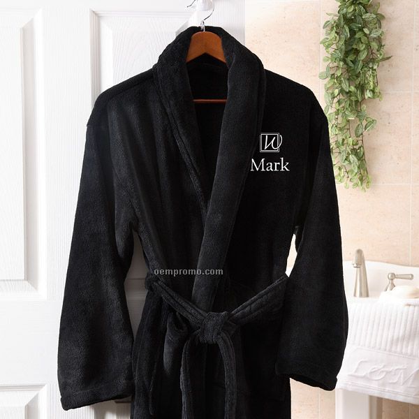 Corporate Embroidered Black Fleece Robe