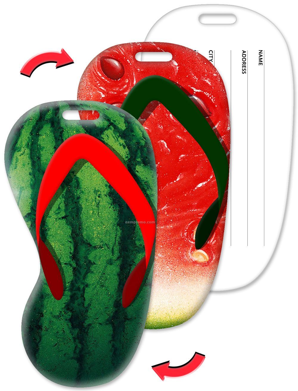 Luggage Tag, Flip-flop Shape, Watermelon Fruit Stock Design, Blank