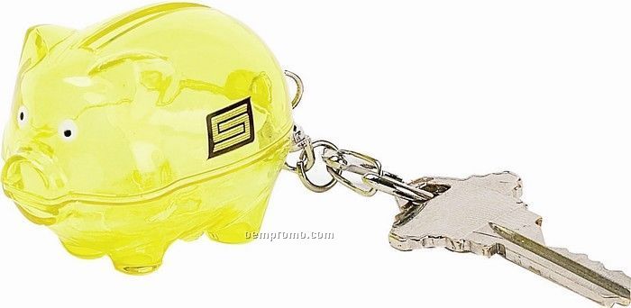 2"X1-1/4" Yellow Piggy Bank Keychain
