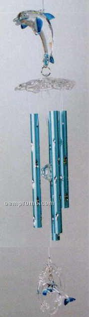 20" 4 Tube Aluminum Wind Chime W/ Acrylic Dolphin