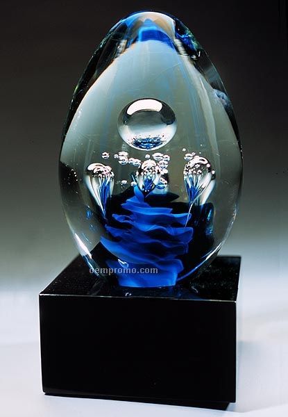 Asia Blue Sculpture W/ Marble Base