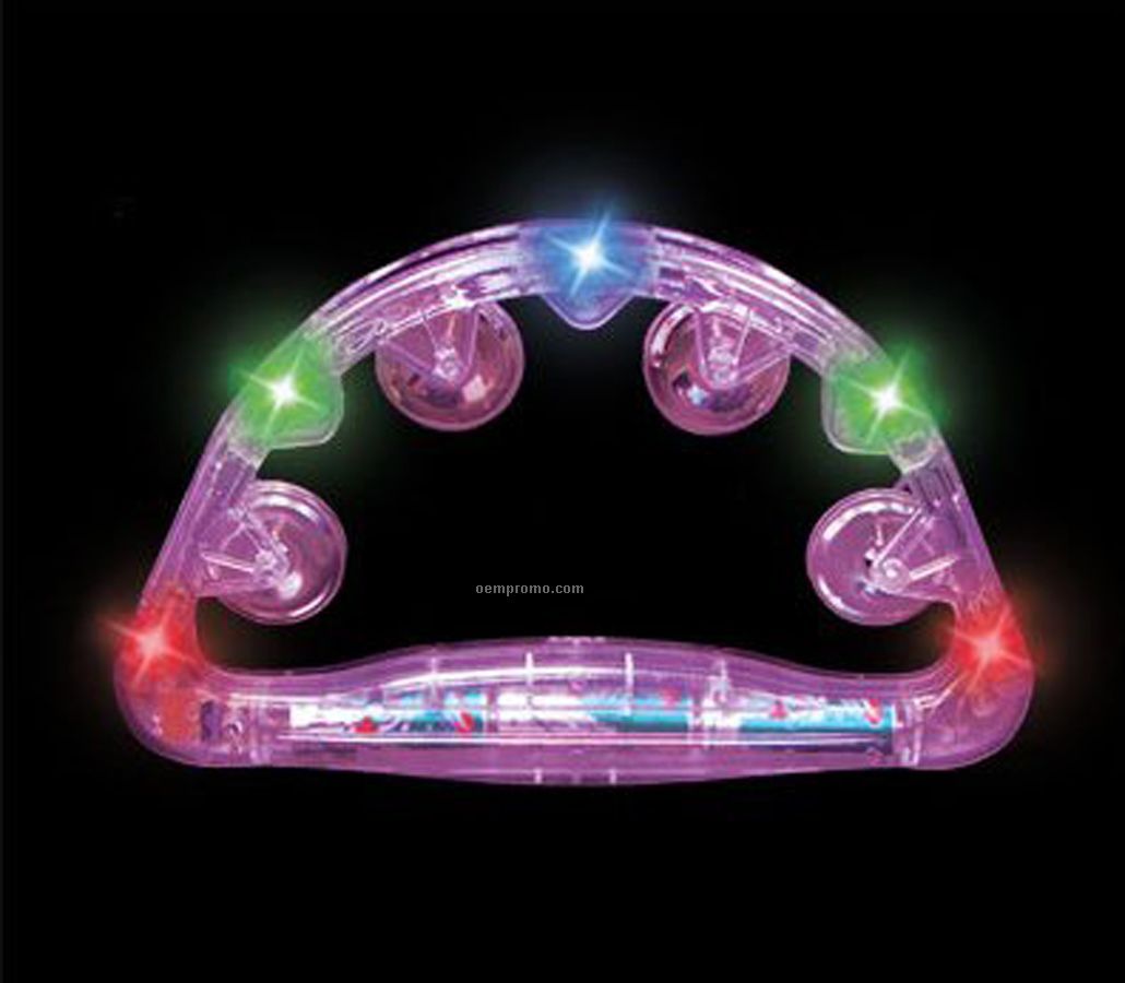 Pink Light Up Open Tambourine W/ Multi Color LED