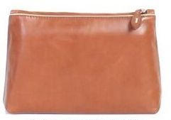 Red Veg Tanned Calf Leather Cosmetic Bag