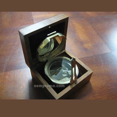 4" Brunton Compass With Wooden Box (Screen Printed)
