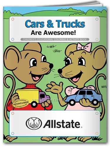 Action Pack Coloring Book W/ Crayons & Sleeve - Cars & Trucks Are Awesome