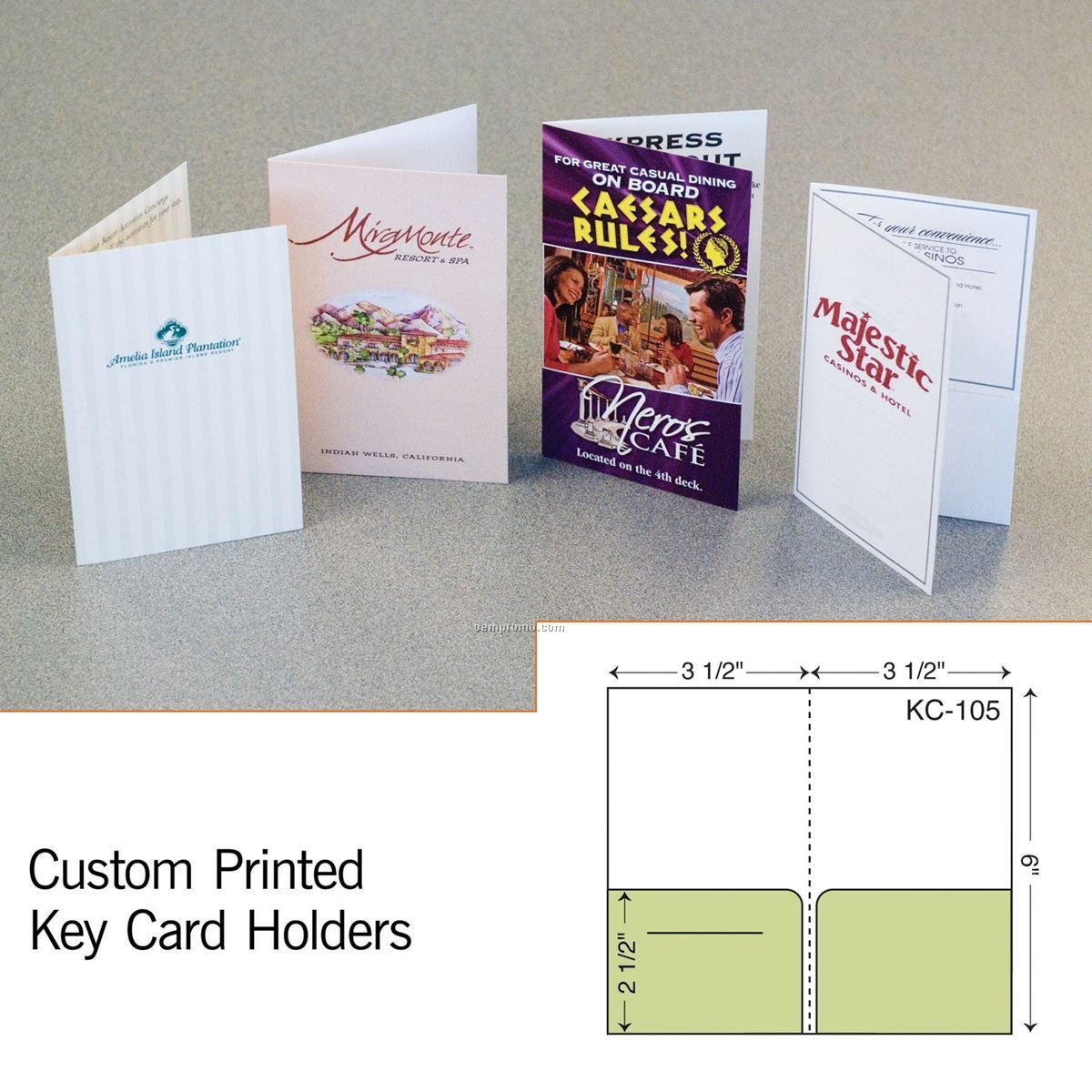 Key Card W/ Double Pockets (1 Color/1 Side)