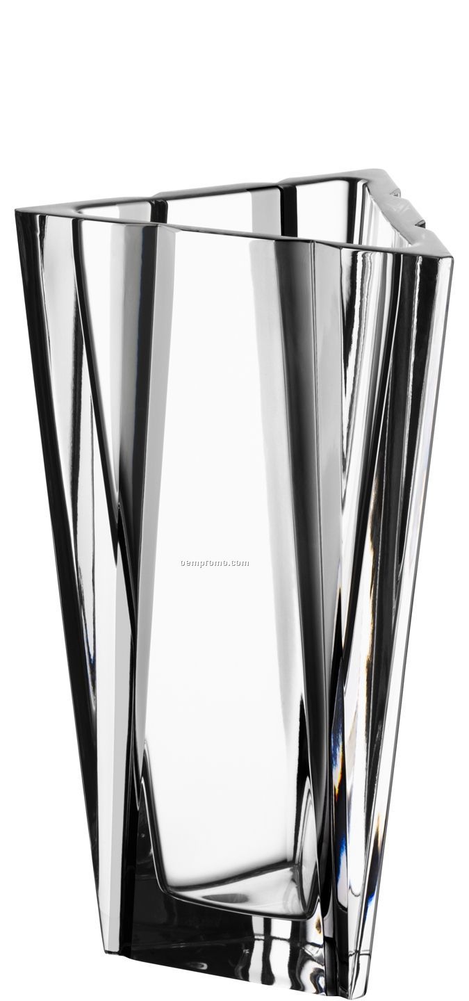 Summit Crystal Triangular Vase W/ Asymmetrical Cuts (10