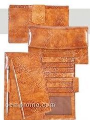 Cognac Italian Leather Maxi Clutch Wallet