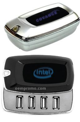 4-port High Speed USB Hub W/ Slide Cover Lighting Logo (2"X3 1/4"X1 1/16")