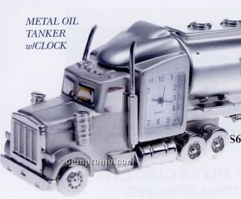 5-3/4"X1-1/4"X2" Metal Oil Tanker W/ Clock