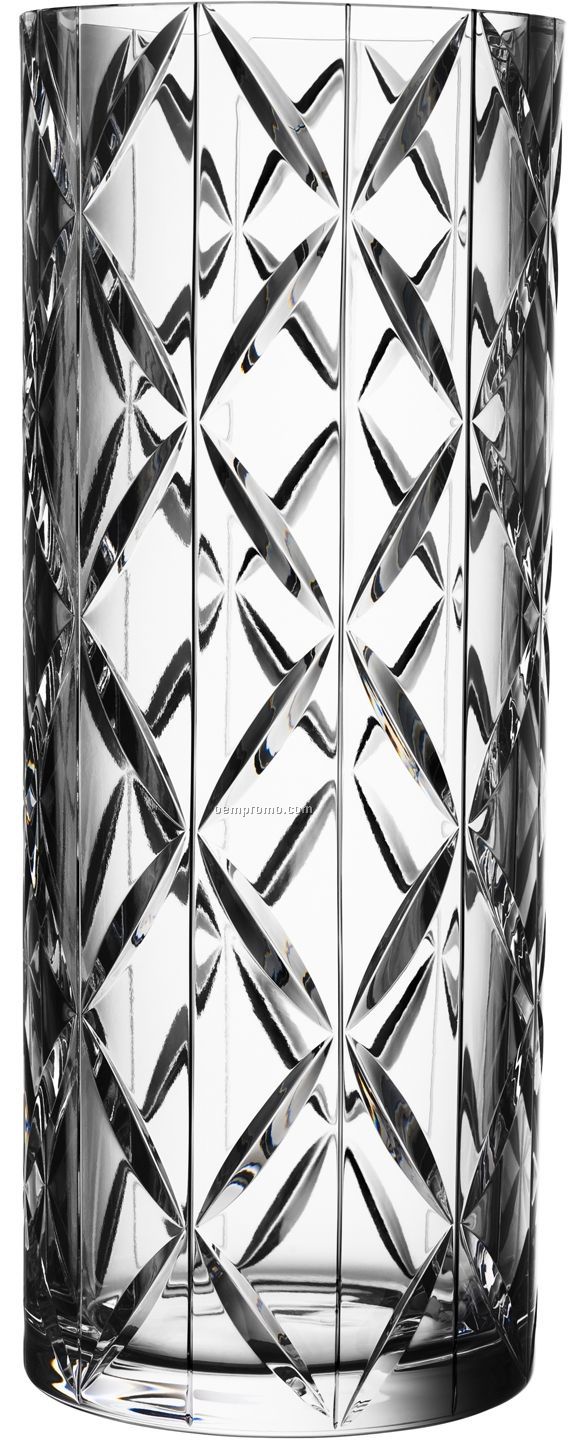 Crystal Tones Vase W/ Diamond Cut Design By Ingegerd Raman