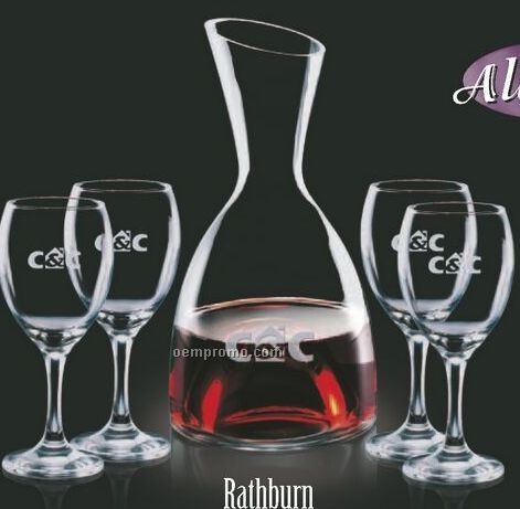 Rathburn Carafe And 2 Wine Glasses